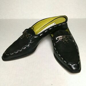 Donald J. Pliner Black Leather Slip-On Mule with Silver Accent— rare